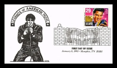 DR JIM STAMPS US COVER ELVIS PRESLEY ROCK & ROLL LEGEND OF MUSIC FIRST DAY ISSUE - Image 1 of 2