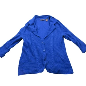 Heather & B Womens Blue Cable Knit Button Front Cardigan Sweater Size L - Picture 1 of 7