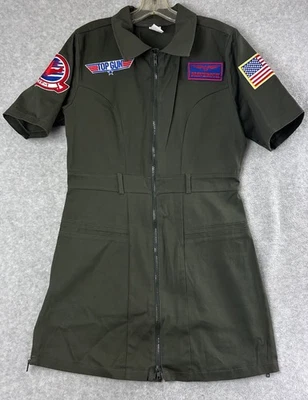 Maverick Top Gun Para Mujer L Adulto Disfraz Aviador Luchador Mono Vestido Verde Foto 1 de 4