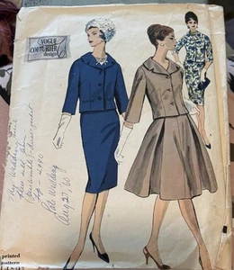Tuta vintage anni 60 Vogue Couturier design modello 1489 usata completa busto 34” - Foto 1 di 4