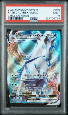 2021 Pokemon Chilling Reign #046 Full Art Ice Rider Calyrex VMAX PSA 9 Card MINT - Image 1 of 2