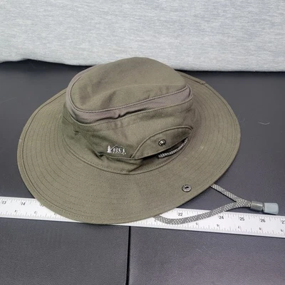 REI Sun Boonie Hat Cap Wide Brim Chin Strap LARGE Green Outdoor Vented  - Image 1 of 4