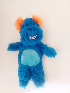 Goffa Plüsch blau lächelndes Monster Stofftier Spielzeug orange Ohren Samt Bauch - Bild 1 von 2