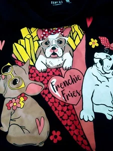 Girl's size 10 Frankki French Fries dogs graphic tee shirt - Picture 1 of 5