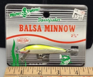 Vintage Mister Twister Balsa Minnow 2 3/4" with Eagle Claw Hooks 80-4-61 NBM7 - Picture 1 of 3
