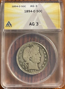 1894 O AG3 Barber Half Dollar Certified ANACS Scarce - Picture 1 of 2