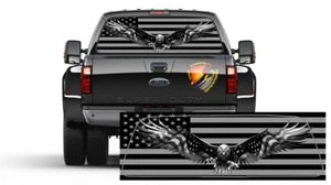 American Flag Black and Gray Bald Eagle Rear Window Perforated Graphic Decal - Picture 1 of 4