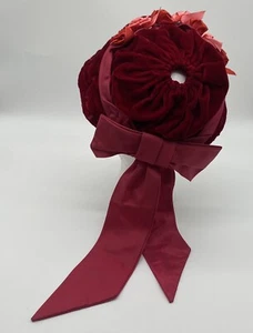 Sombrero Floral Terciopelo Rojo Vintage Flores Arco Grande Fascinador Gorro LEER - Imagen 1 de 11