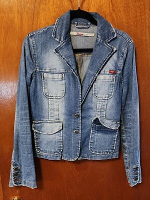 Chaqueta de mezclilla para mujer Small Only azul 2 botones Demin Foto 1 de 4