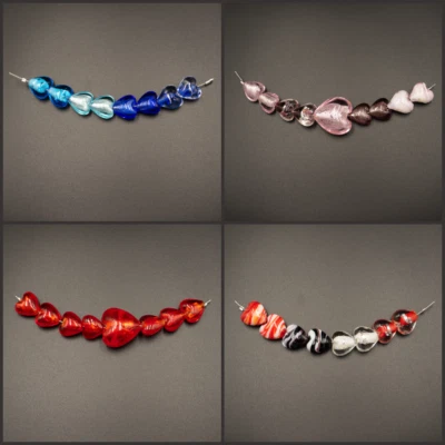 4 Gass heart bead sets, glass heart earring or pendant bead sets. - Image 1 of 4