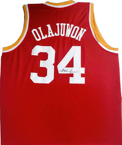 Hakeem Olajuwon Signed Autographed Red Jersey JSA Authenticated