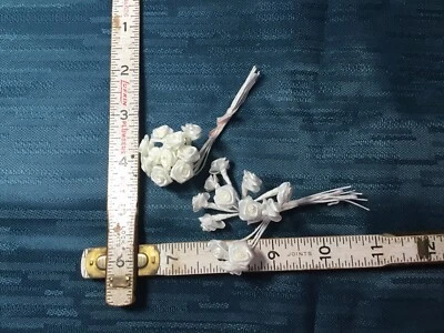 New - Mini Ivory Cream Roses Wedding Birthday Flowers DYI Craft - Set Of 12 - Image 1 of 2