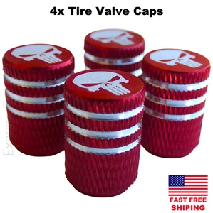 4pcs Punisher Wheel Tire Valve Cap Stem Cover Fits Bike, Car, Trucks, ATV, UTV - Picture 1 of 3