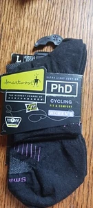 Smartwool socks women L Large Lg phd cycle ultralight merino wool black Violet - Picture 1 of 3