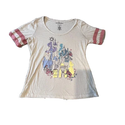 Her Universe Womens Destination Disney Princess Graphic Tshirt Sz M Flaw Castle - Image 1 of 4