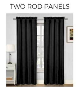 Solide schwarze Verdunkelungsvorhänge Stange Tasche Panel Paar 28 x 63" Quincy Comfort Bay - Bild 1 von 10