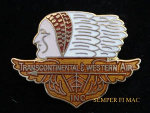 TRANSCONTINENTAL & WESTERN AIRLINES LOGO SOMBRERO SOLAPA PIN UP TIE TAC AVIÓN DE PASAJEROS - Imagen 1 de 24