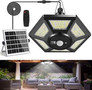 Solar Shed Light, Solar Pendant Light Indoor Outdoor,180 LED 1000LM Solar Indoor - Picture 1 of 7