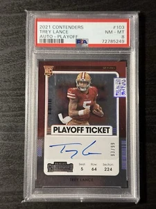 TREY LANCE PSA 9 2021 PANINI CONTENDERS #103 ROOKIE PLAYOFF TICKET AUTO /99 RC - Picture 1 of 3