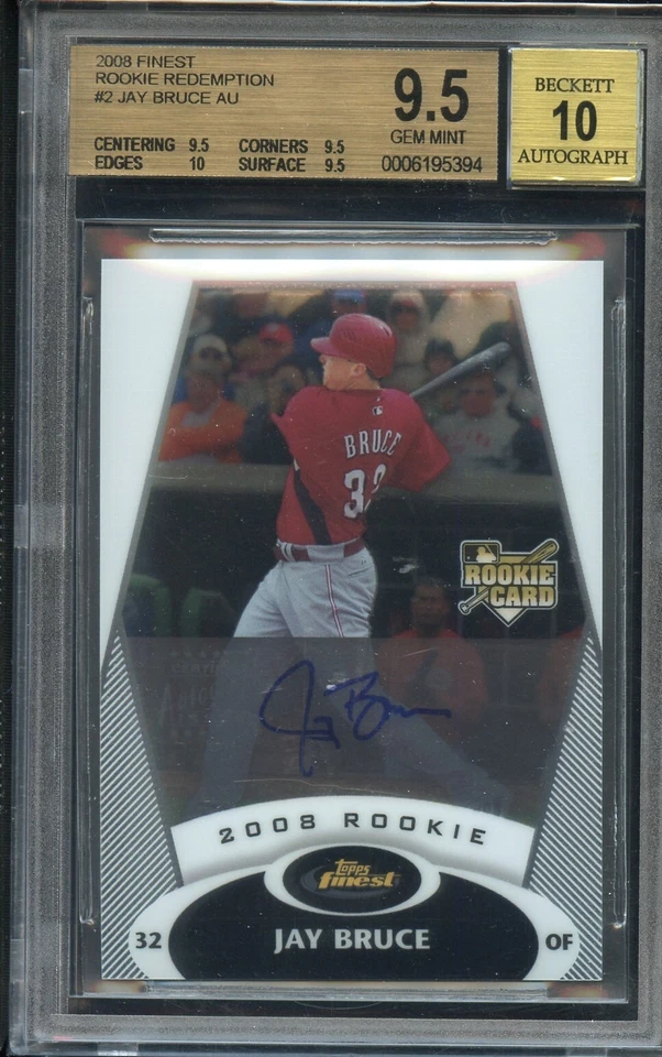 2008 Topps Finest Rookie Redemption Jay Bruce #2 BGS 9,5 Rookie Auto 10 RC Foto 1 de 2
