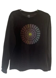 Vans Off The Wall Black Long Sleeve Medium Size Colorful Sun Skateboarding - Picture 1 of 6