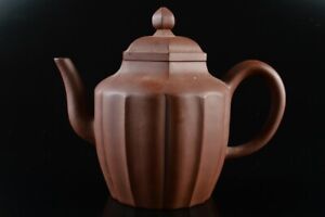W2358: XF Chinese Brown pottery Shapely TEAPOT Kyusu Sencha, auto