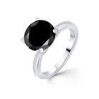 2ctround Cut Lab Created Black Diamond Women's Engagement Ring 14k White Gold Fn