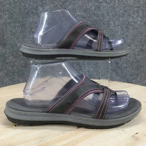 Bearpaw Sandals Womens 10 Thong Slide Slip On Gray Faux Leather Casual Comfort - Picture 1 of 16