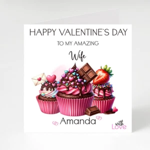 Personalised Valentine's  Day  Card, Cupcake Valentine's Day card - Picture 1 of 3