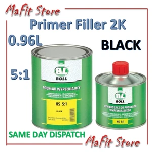 2K BLACK PRIMER HIGH BUILD KIT 1L BLACK 5:1 CAR BODY PAINT FILLER 960ml BOLL - Picture 1 of 2