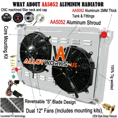 Ventilador de cubierta de radiador de 3 filas para Ford Mustang/Mercury Cougar V8 1971 1972 1973 Foto 1 de 4