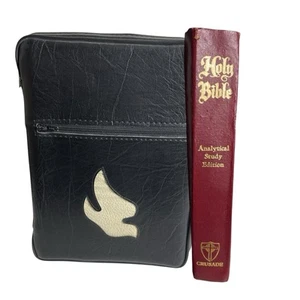 Holy Bible Analytical Study Edition Genuine Red Leather Crusade 1970 With Case - Picture 1 of 10