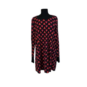 Victoria's Secret Thermal Sleep Shirt Black with Red Hearts XL - Picture 1 of 12