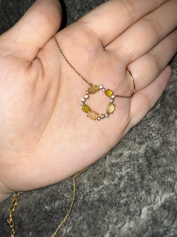 Anthropologie X Tai Rittichai Joyería Piedra Amarilla Halo Círculo Collar Oro Foto 1 de 4