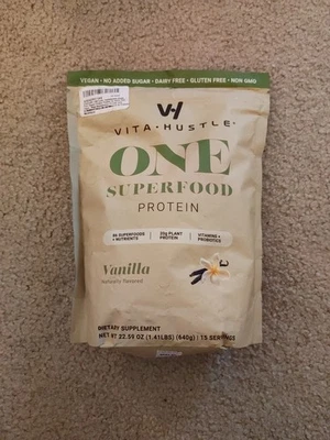 Vita Hustle ONE Superalimento Proteína Batido Vainilla Vegano 1.4lb 15 Porciones EXP 02/27 Foto 1 de 4