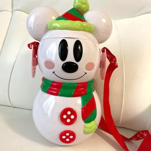 Tokyo Disney Resort Mickey & Minnie Schneemann Popcorn Eimer Weihnachten gebraucht - Bild 1 von 10