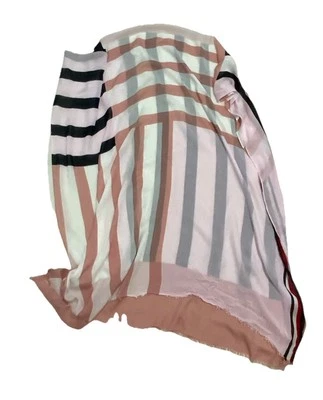 Bufanda unisex rectangular mezcla de lana a rayas con estampado de logotipo Tommy.H 80/40 pulgadas PEC Foto 1 de 3