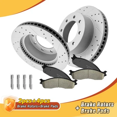 前盘式制动转子和陶瓷垫适用于 2006 2007 年 2008 道奇 Ram 1500 8 Lug — 第 1/4 张图片