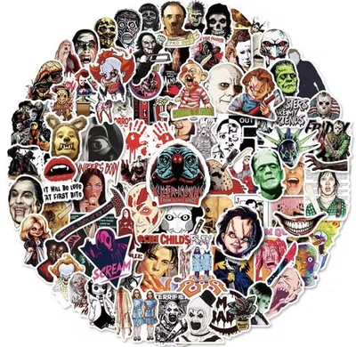 Horror Movie Films Stickers 50pk Mix Scary Killer Random Stickers FREE SHIPPING - Image 1 of 4