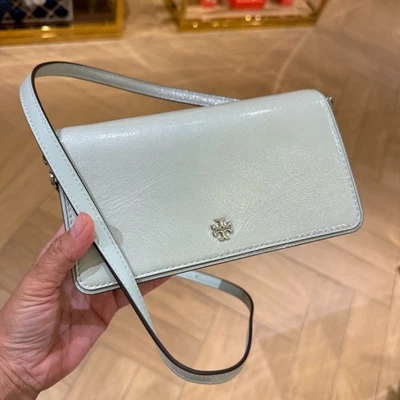 Tory Burch Emerson Mini Crossbody Shiny Textured 170178 Mint Drop - Image 1 of 4