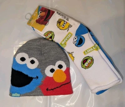 Sesame Street Beanie & Slipper Socks  50cm Size 13-3 Child Kids Elmo Cookie — 第 1/4 张图片