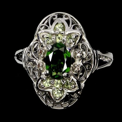 925 Sterlingsilber Ring Ovaler Smaragd 7x5mm Peridot Saphir Edelstein Schmuck 8 - Bild 1 von 4