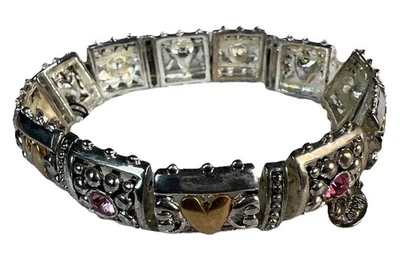 Pulsera para mujer Cookie Lee corazones de cristal austriaco rosa plata tono nueva con etiquetas Foto 1 de 4