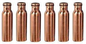 Plain Pure Copper water bottle Ayurvedic Yoga Thermos Health Benefits Pack of 6 - Picture 1 of 10