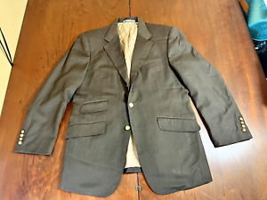 ASTOR & BLACK Bespoke Mens Brown Herringbone Full Suit 40S Wool Roll Button