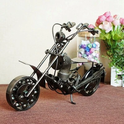 Escultura de motocicleta de ferro feita à mão premium modelo de bicicleta de metal rústico decoração para casa - Imagem 1 de 4