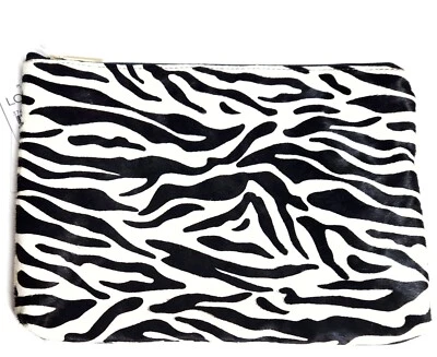 Bolso sin asas Loft con estampado de cebra y cremallera de becerro negro blanco multicolor nuevo Foto 1 de 4