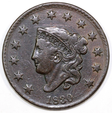 1830 1c N-4 Large Letters Matron Head Large Cent Cover