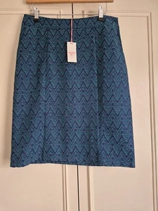White Stuff NEW Navy / Green Pattern Pencil Skirt, size UK 10 New With Tags - Picture 1 of 6