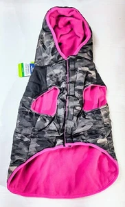 Top Paw Hooded Dog Coat pink with camouflage Large - Picture 1 of 3